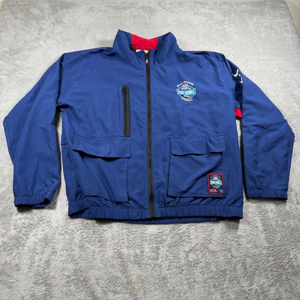 Vtg NFL Pro Bowl 2006 Hawaii Reebok Windbreaker Mens Medium Blue Embroidered